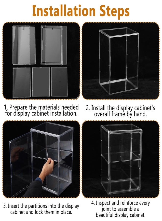 YEXEXINM 2 Pack Display Case Compatible with Labubu POP MART Clear Acrylic Storage Bin with 1 Divider Stackable Display Case for Collectibles with Magnetic Door Display Box for POP MART Labubu Doll - Image 5